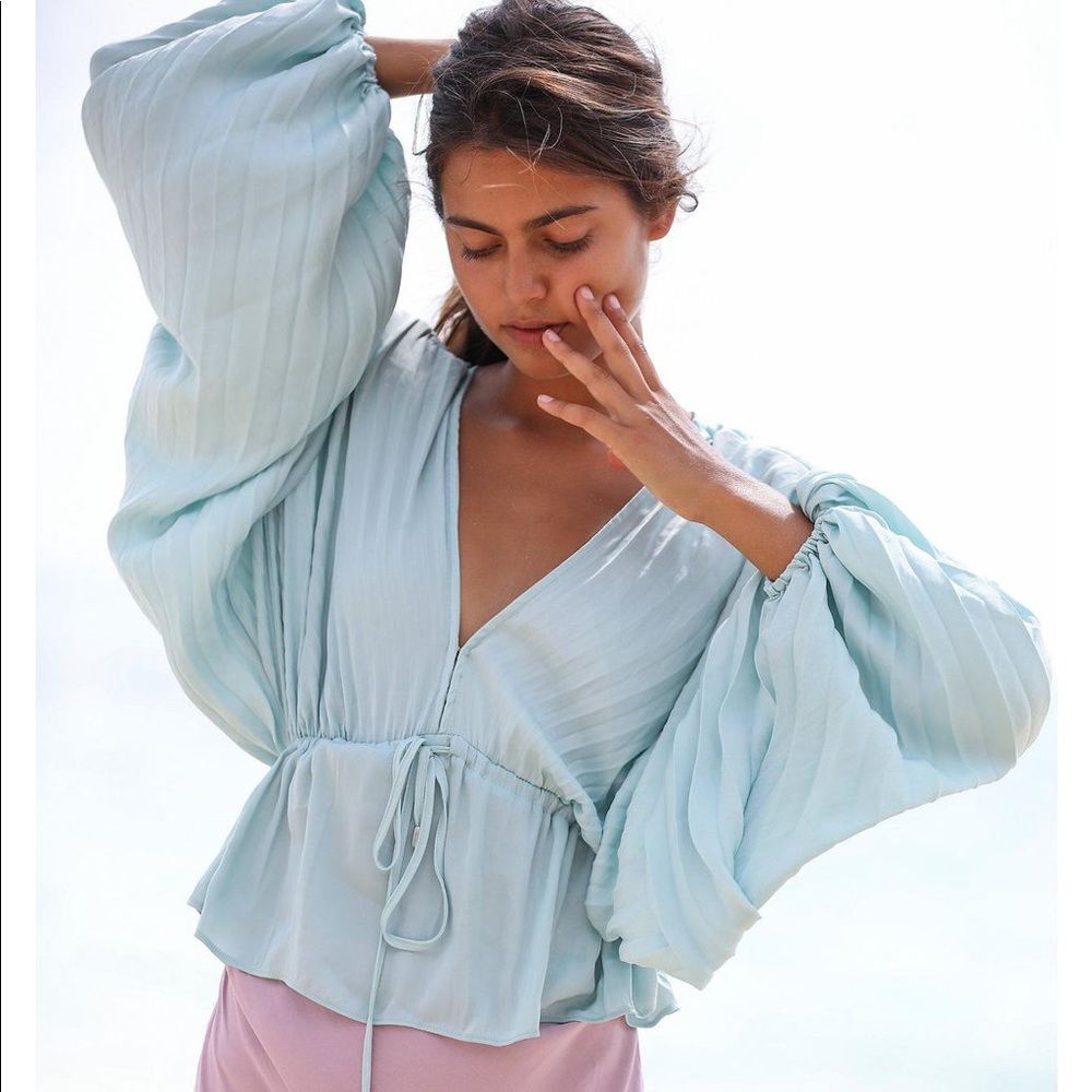 Free People Elouise Satin Silk Blouse